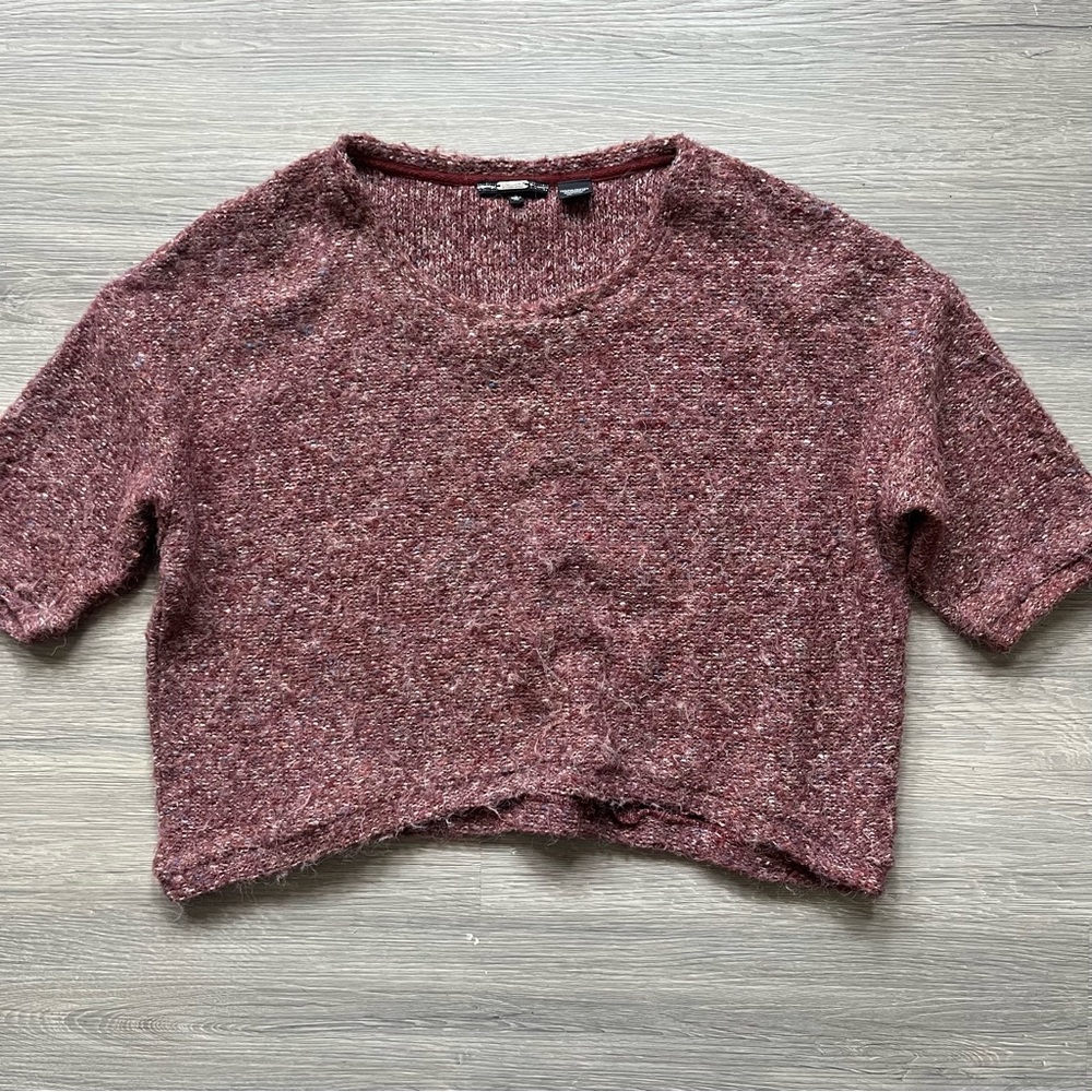 Miss Me Pink Y2K Textured Knit Sweater Indie Off the Shoulder Cropped